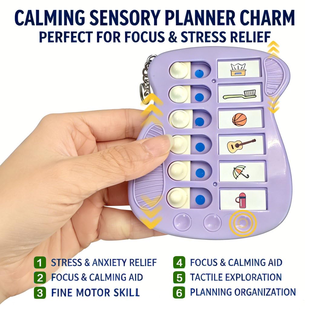 6pcs ADHD Tools for Kids Visual Schedule Chore Chart Anxiety Relief Portable Reminder Keychains Checklist to Do List Task Tackers with Sticker Bulk Gift (6pcs(1pcs Each Color))