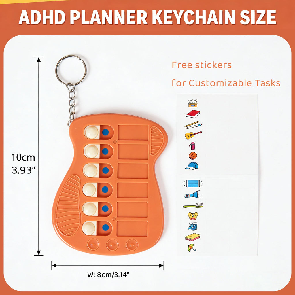 6pcs ADHD Tools for Kids Visual Schedule Chore Chart Anxiety Relief Portable Reminder Keychains Checklist to Do List Task Tackers with Sticker Bulk Gift (6pcs(1pcs Each Color))